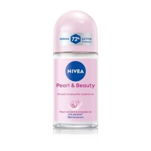NIVEA Pearl and Beauty 50ml Deo Underarm Roll On | With Pearl Extracts & Avocado Oil | 72 H Long Lasting Floral Scent | 0% Alcohol and Dermat Approved | For Women