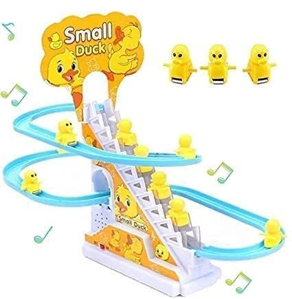 TEC TAVAKKAL Slide Toy Race Duck Track Set, Funny Automatic Stair-Climbing Ducklings Cartoon Roller Coaster Escalator Toy with Flashing Lights & Music TEC TAVAKKAL Slide Toy Race Duck Track Set, Funny Automatic Stair-Climbing Ducklings Cartoon Roller Coaster Escalator Toy with Flashing Lights & Music