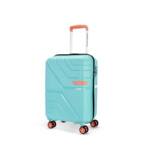 American Tourister Upland Sport 55 CM Small Carry-On Luggage, Polypropylene (PP) Hardside 8 Wheels Spinner Luggage with Combination Lock, Suitcase/Trolley Bag for Travel - Blue