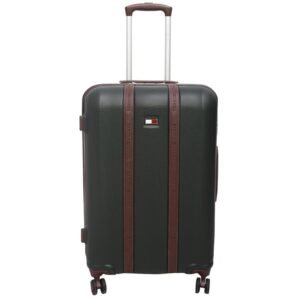 TOMMY HILFIGER Medium Hard Luggage Graphite X - Olive | Check-in Trolley Bag with TSA Lock | 360° Spinner Double Wheels | Telescopic Handle | PC Shell Suitcase | 68.5cm | 86L Capacity