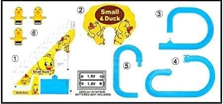 41vxLNENfpL TEC TAVAKKAL Slide Toy Race Duck Track Set, Funny Automatic Stair-Climbing Ducklings Cartoon Roller Coaster Escalator Toy with Flashing Lights & Music