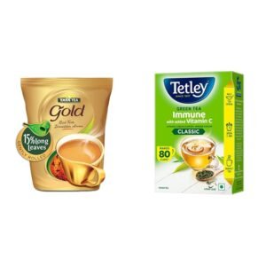 Tata Tea Gold 1kg, Premium Assam Teas With Gently Rolled Aromatic Long Loose Leaves, Rich & Aromatic Chai, Black Tea & Tetley Long Leaf Green Teas, 100 Grams, Vegetarian