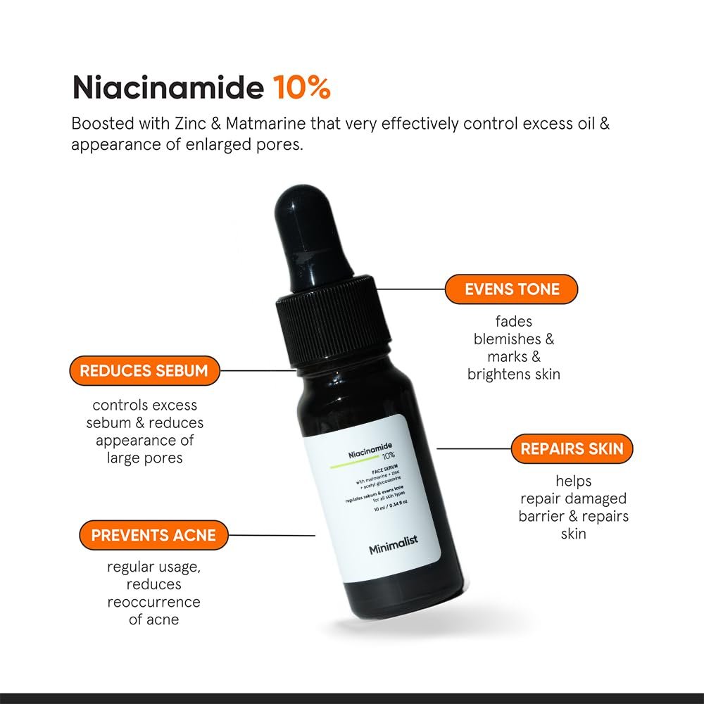 51 BXG4gZ2L. SL1000 Minimalist Oil Control & Anti-Acne 10% Niacinamide Face Serum with Zinc | Skin Clarifying,Blemishes Removing & Pore Care for All Skin Types | 10 ml (Pack of 1)