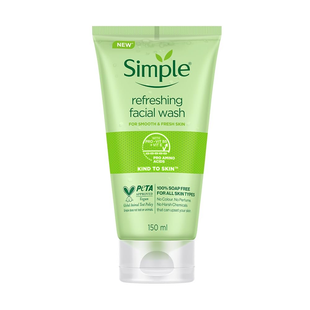 Simple Kind To Skin Refreshing Facial Wash 150 ml | 100% Soap-Free Facewash that doesn't dry out your skin| For All Skin Types Simple Kind To Skin Refreshing Facial Wash 150 ml | 100% Soap-Free Facewash that doesn't dry out your skin| For All Skin Types