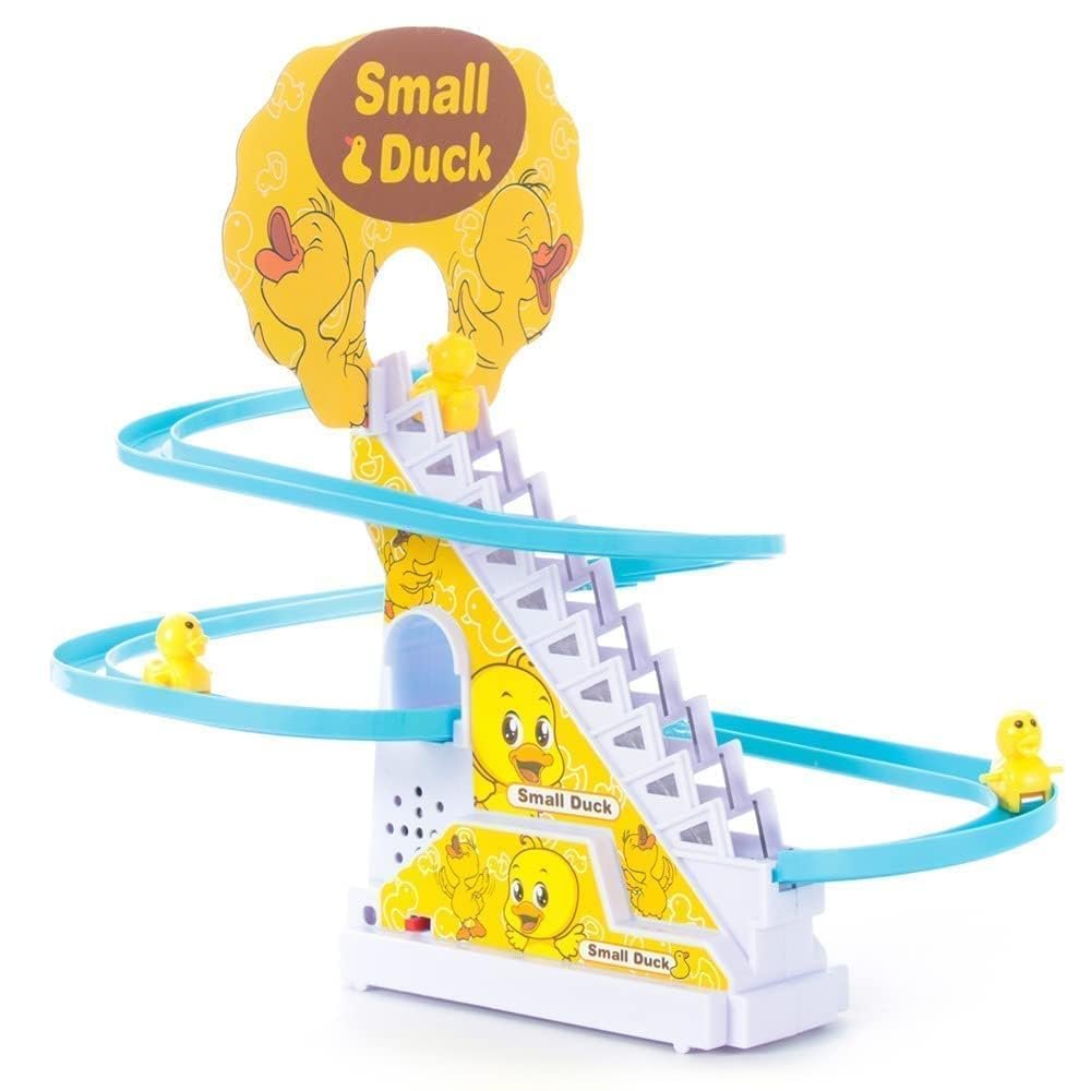 51OHePHOBML. SL1000 TEC TAVAKKAL Slide Toy Race Duck Track Set, Funny Automatic Stair-Climbing Ducklings Cartoon Roller Coaster Escalator Toy with Flashing Lights & Music