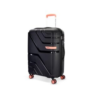 American Tourister Upland Sport 68 CM Medium Check-in Luggage, Polypropylene (PP) Hardside 8 Wheels Spinner Luggage with Combination Lock, Suitcase/Trolley Bag for Travel - Black