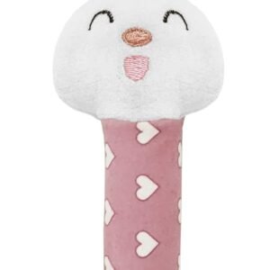 pikipo Bunny Face Rattle Soft Toy(Plush) for Baby with Squeeze Handle for Squeaky Sound (Pink), Toddler