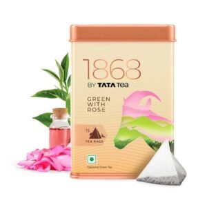 Tata Tea 1868 Green Tea with Rose, Rose Petals, Rich in Antioxidants, 15 Tea Bags