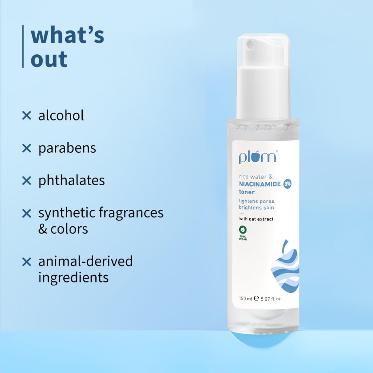 51e AEBWDlL. SL1200 Plum 3% Niacinamide & Rice Water Face Toner | Alcohol-Free Toner for Oily Acne Prone Dry Combination Skin | Pore Tightening & Glowing Skin |Fades Blemishes, Brightens & Smoothens | Women & Men | 150ml