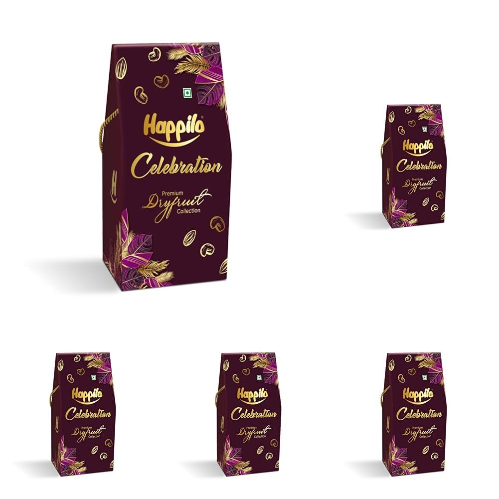 Happilo Premium Diwali Gift Pack with 8 Inclusions | Evil Eye Thread, Almond, Cashew, Raisin, Date Bite, Snack, Roli Chawal & Card, Dry Fruits DOVE Gift Box (Pack of 5) Happilo Premium Diwali Gift Pack with 8 Inclusions | Evil Eye Thread, Almond, Cashew, Raisin, Date Bite, Snack, Roli Chawal & Card, Dry Fruits DOVE Gift Box (Pack of 5)
