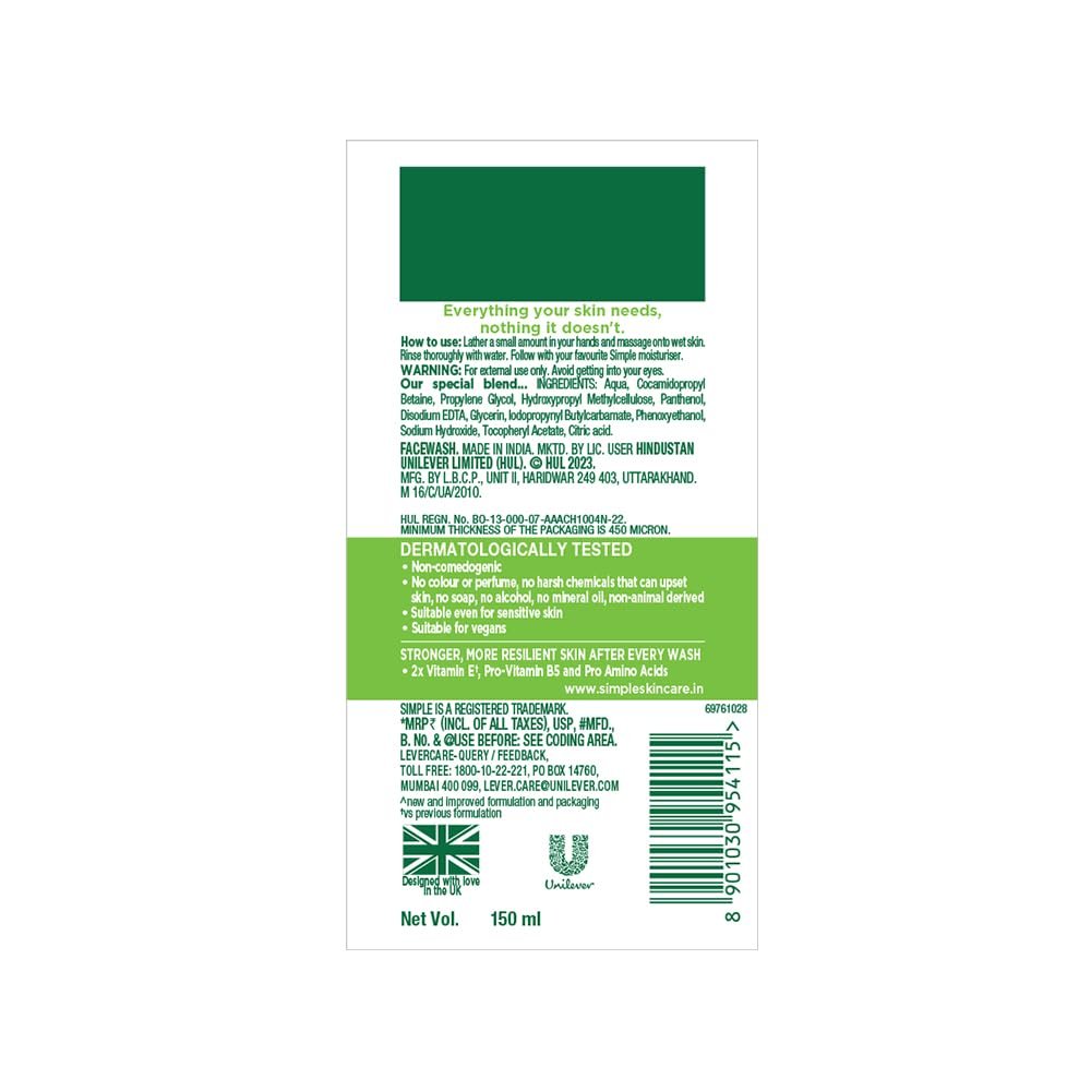 51k7zwcvp6l. sl1000 Simple Kind To Skin Refreshing Facial Wash 150 ml | 100% Soap-Free Facewash that doesnt dry out your skin| For All Skin Types