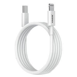 Kratos Type C to Lightning cable for iphone 20W Fast Charging,designed for iphone cable with 480Mbps Data Sync compatible with iPhone 14,13,12,11,9,8,7 Seris & all iPhones with lightning port,1m White