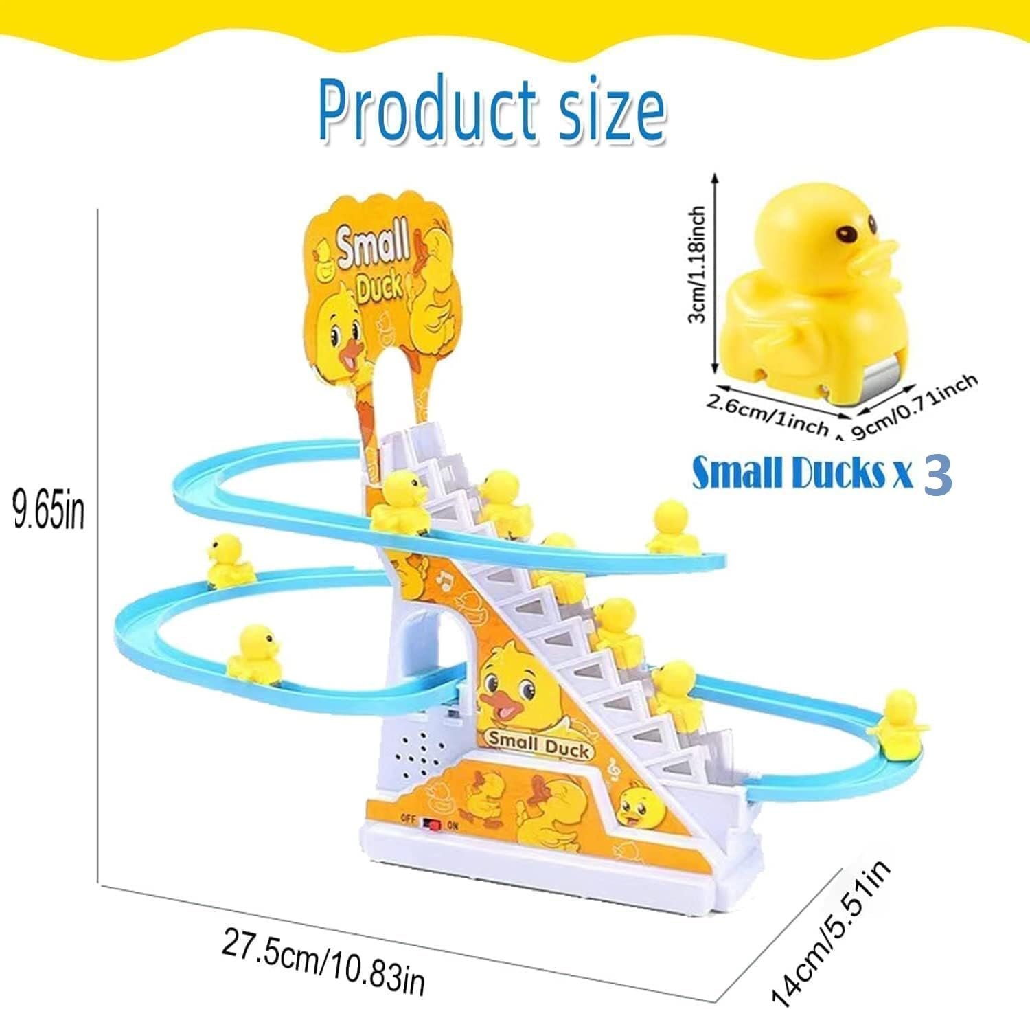 61 WplUB1eL. SL1500 TEC TAVAKKAL Slide Toy Race Duck Track Set, Funny Automatic Stair-Climbing Ducklings Cartoon Roller Coaster Escalator Toy with Flashing Lights & Music