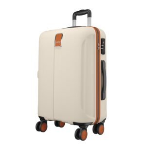 Safari Thorium Royale 8 Wheels 77cm Large Size Trolley Bag Hard Case Checkin Polycarbonate Luggage, TSA Lock, Wet Pouch Organized Interior, Suitcase for Travel, Trolley Bags for Travel, Vanilla Tan