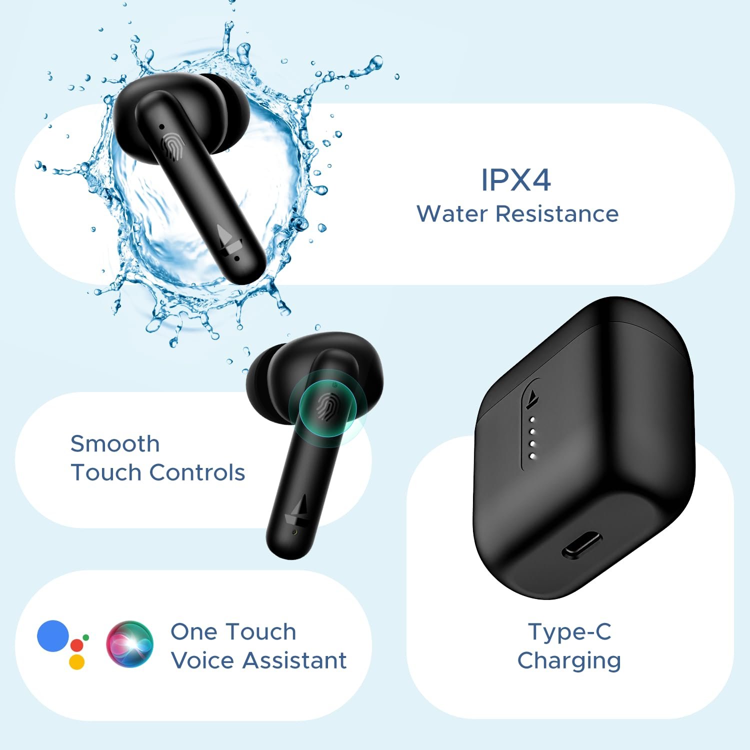 61792sxk4l. sl1500 boAt Airdopes 141/8, Low Latency, ENx Tech, 42HRS Battery, Fast Charge, Stream Ad Free Music via App Support, Bluetooth Earbuds, TWS Ear Buds Wireless Earphones with mic (Bold Black)