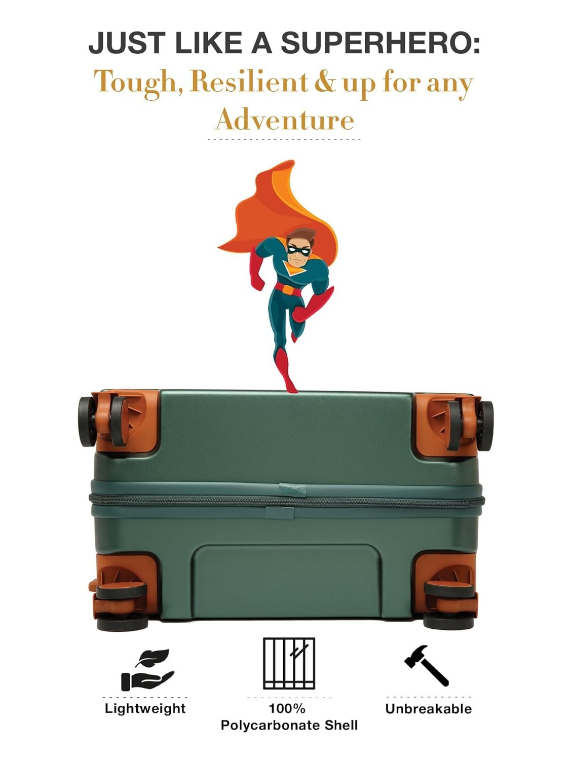 617bbUNsW6L. SL1500 FUR JADEN The Aviator 55cm German Polycarbonate Travel Luggage Cabin Suitcase with 8 StealthTech Silent Shock Absorbing Wheels, TSA Lock & Aerospace Grade Wide Trolley (Forest Green, Cabin 20)