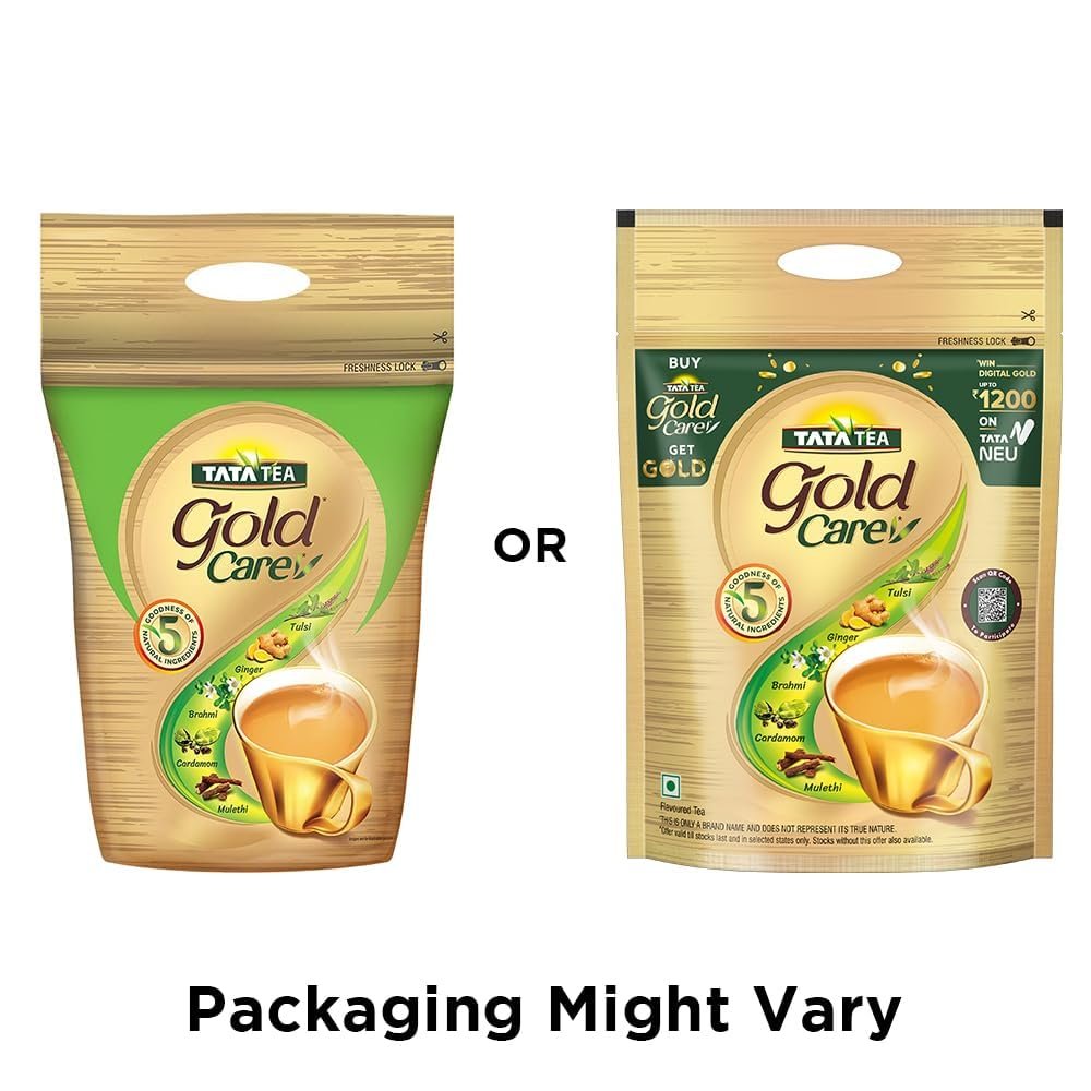 Tata Tea Gold Care 1kg, Rich in Taste, Goodness of Elaichi, Ginger, Tulsi, Brahmi & Mulethi, Black Tea, Loose Leaves