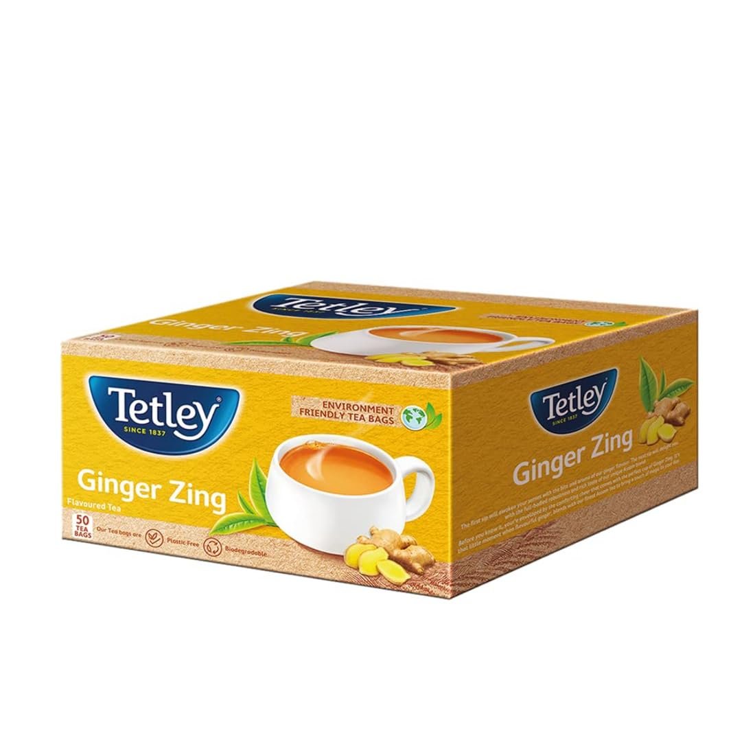 61dikd6lyjl. sl1100 Tetley Ginger Zing Flavoured Chai Black Tea 50 Tea Bags,100 Grams