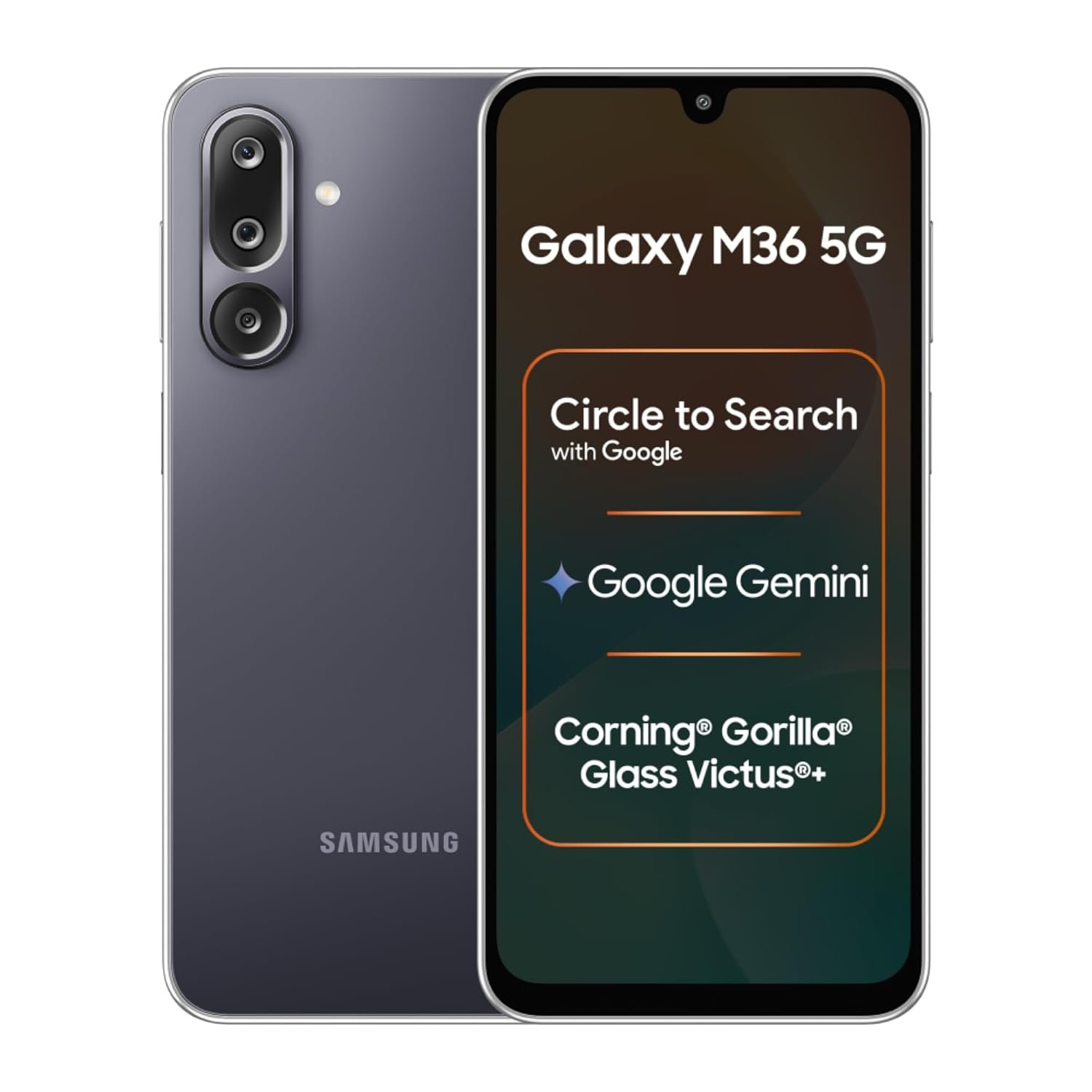 Samsung Galaxy M36 5G (Velvet Black, 8 GB RAM, 128 GB Storage)| Circle to Search| Google Gemini| Corning Gorilla Glass Victus+| 7.7mm Slim| AI Enhanced 50 MP OIS Triple Camera| Unmatched Nightography Samsung Galaxy M36 5G (Velvet Black, 8 GB RAM, 128 GB Storage)| Circle to Search| Google Gemini| Corning Gorilla Glass Victus+| 7.7mm Slim| AI Enhanced 50 MP OIS Triple Camera| Unmatched Nightography