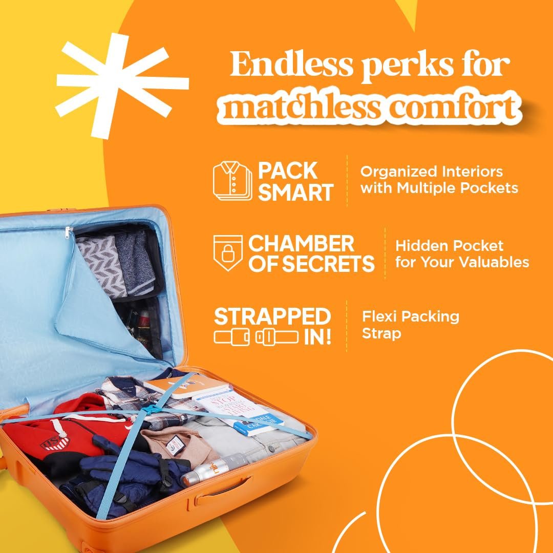 61H9XZwOfqL. SL1080 American Tourister Medium Ivy 2.0-8 Wheel, 68 CM Hard PP Check-in Suitcase for Travel/Trolley Bag for Travel/Travel Bag with Combination Lock & Smooth Sliding Double Wheel – Tan Orange