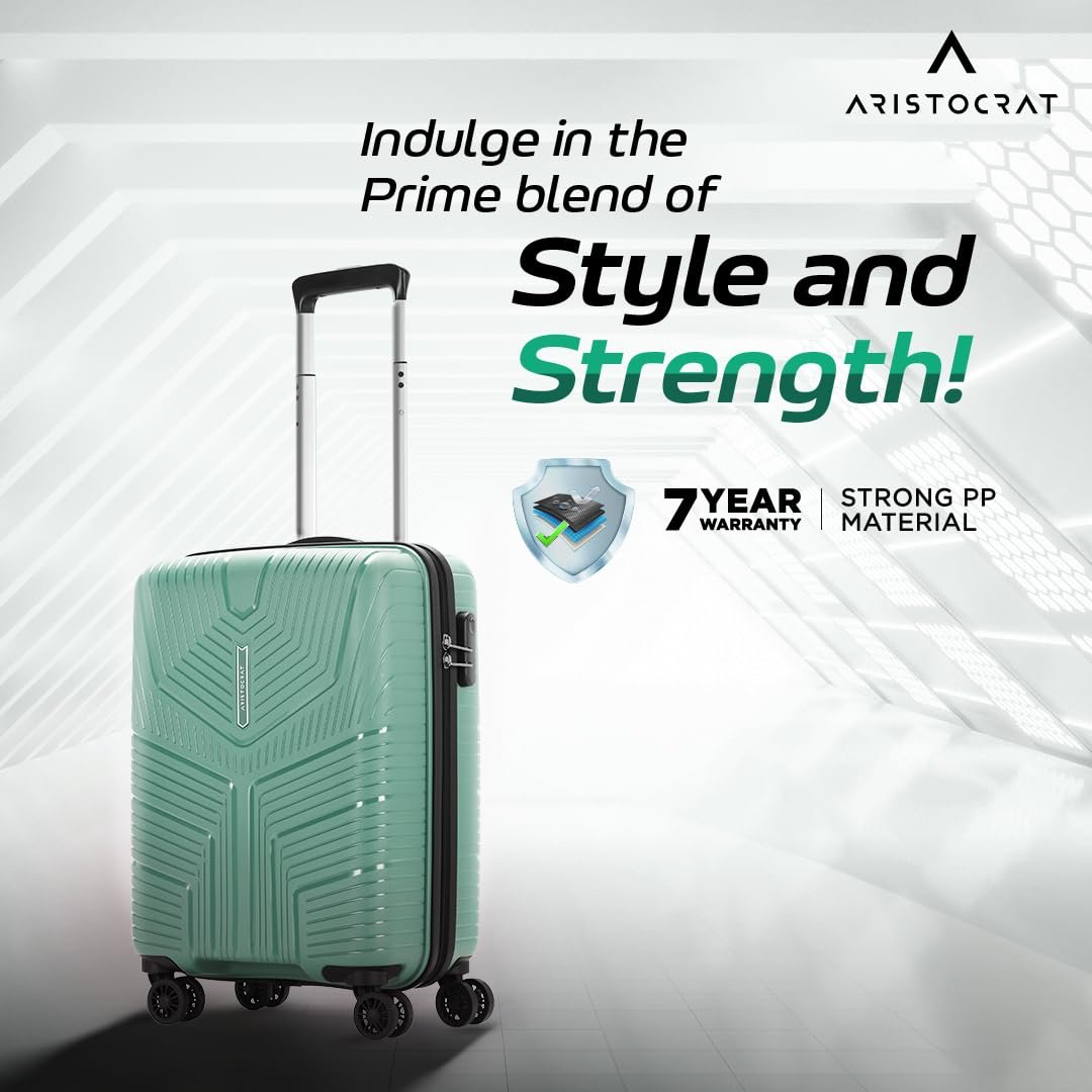 61KO U8uSL. SL1080 Aristocrat Cabin Polypropylene (Pp) Prime 55 Cm(Small) Check-in Check-in 8 Wheels Spinner Trolley Bags for Travel Hard Case Luggage, Lightweight Bag & Combination Lock with 7 Years Warranty (Green)