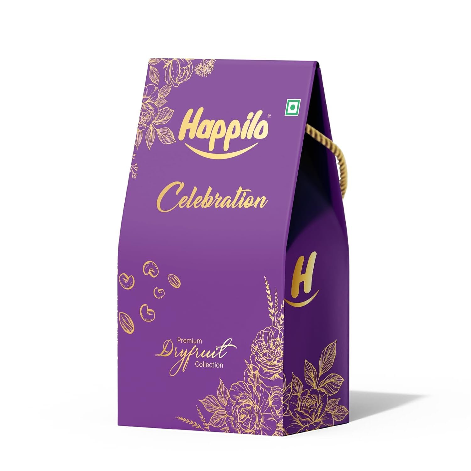 61MVnDzUbgL. SL1500 Happilo Premium Bhai Dooj Gift Box with 7 Inclusions | GOLD PLATED CHARAN PADUKA, Shubh Labh Décor, Almonds, Cashews, Pistachios, Chatpata Cranberries, Greeting Card, Dry Fruits SHUBH LABH Gift Hamper | Bhai Dooj Gift Set for Brother