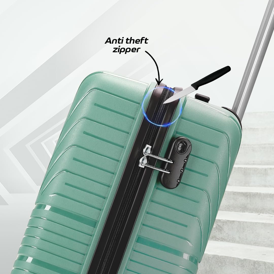 61QIZGrpYVL. SL1080 Aristocrat Cabin Polypropylene (Pp) Prime 55 Cm(Small) Check-in Check-in 8 Wheels Spinner Trolley Bags for Travel Hard Case Luggage, Lightweight Bag & Combination Lock with 7 Years Warranty (Green)