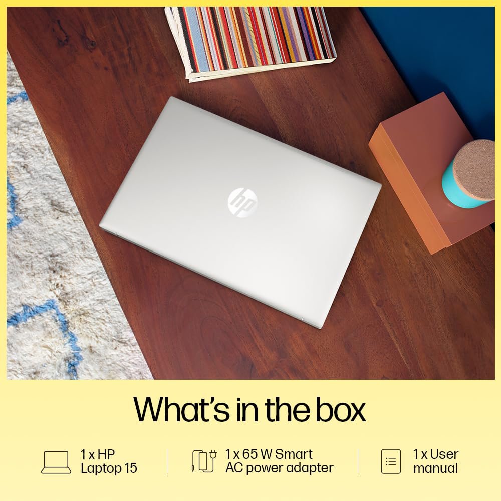 61SyeF9fSaL. SL1000 HP 15, AMD Ryzen 3 7320U (8GB LPDDR5, 512GB SSD) FHD, Anti-Glare, Micro-Edge, 15.6/39.6cm, Win 11, Office 21, Silver, 1.59kg, fc0154AU, AMD Radeon Graphics, 1080p FHD Camera Laptop