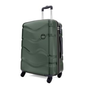 Safari Genius Fortis 66cm Medium Size Check-in Trolley Bag Hard Case Polycarbonate, 4 Spinner Wheels, 360 Degree Wheeling Luggage, Travel Bag, Suitcase for Travel, Trolley Bags for Travel, Green