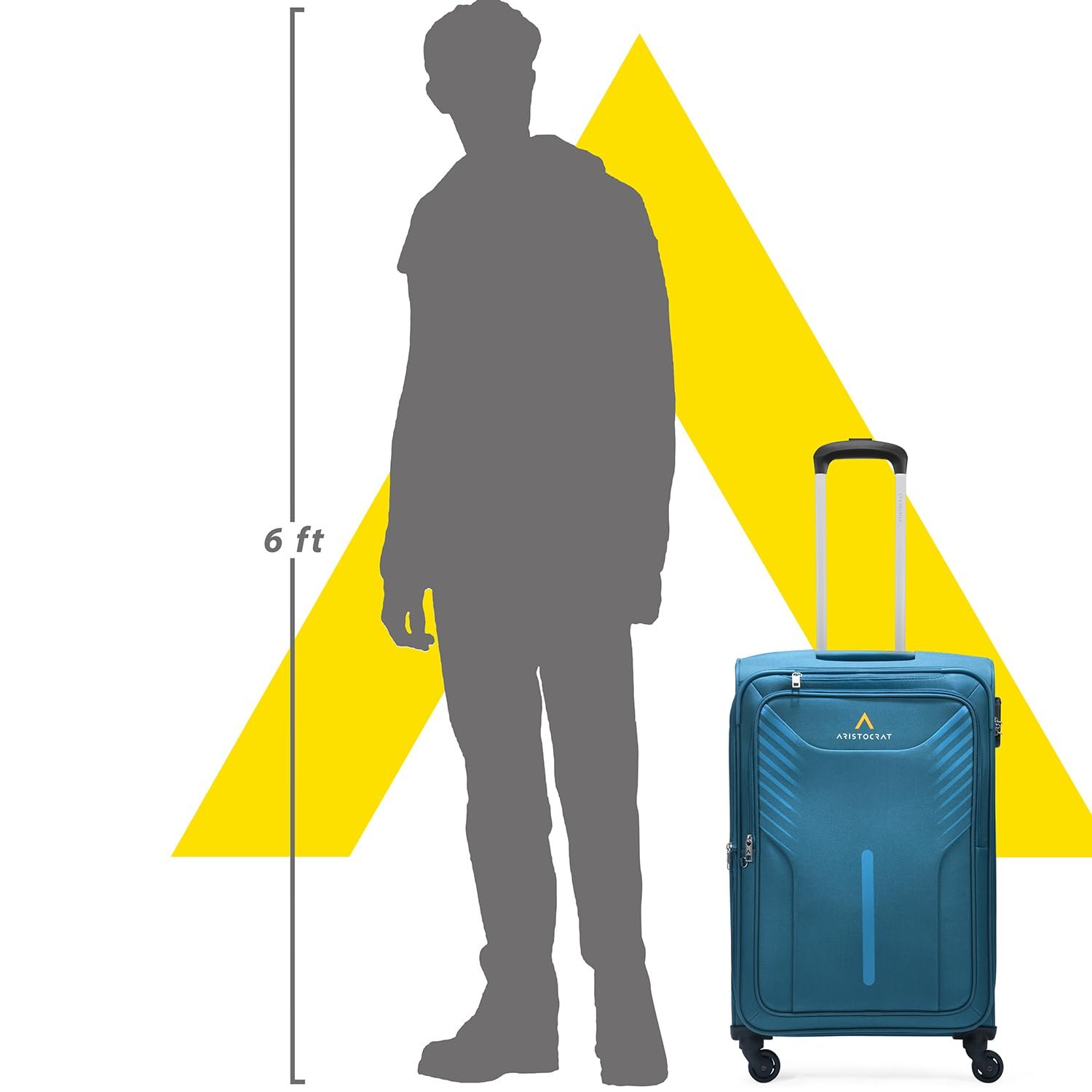 61bCFCiwzyL. SL1500 Aristocrat Medium Skyway Size Soft Check in Spinner Luggage (69 Cm)|Spacious Polyester Trolley with 4 Wheels and Combination Lock|Dazzling Teal Blue|Unisex| 5 Year Warranty