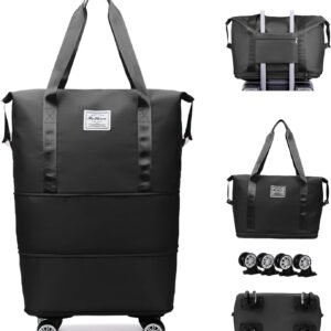 TEKCOOL Nylon 41 Liter Expandable Travel Bags for Women, Duffle Bags for Women Luggage, Foldable Vanity Traveling Bag, Waterproof Hand Bag for Ladies Personal Items