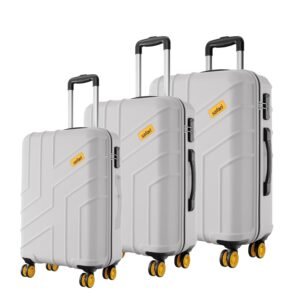 Safari Stratos 8 Wheels Set of 3 Trolley Bags, Hard Case Polycarbonate, 360 Wheeling Carry on & Check-in Luggage for Men & Women, Suitcase for Travel, Trolley Bags for Travel, Cloud Grey