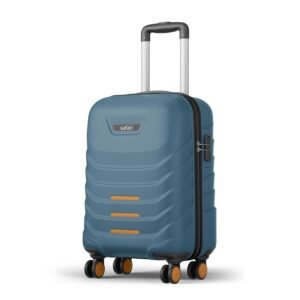 Safari Crescent 8 Wheels 56cm Small Cabin Trolley Bag, Hard Case, Polycarbonate, 360 Degree Wheeling System Travel Suitcase/Luggage, Ink Blue