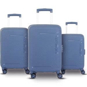 Kamiliant Medium Nexus 3-Piece Luggage Set (Small + + Large) | PP Hard-Shell Trolley with 8 Spinner Wheels & 3-Digit Lock, Trolley Bag/Luggage/Suitcase for Travel for Men and Women-Blue