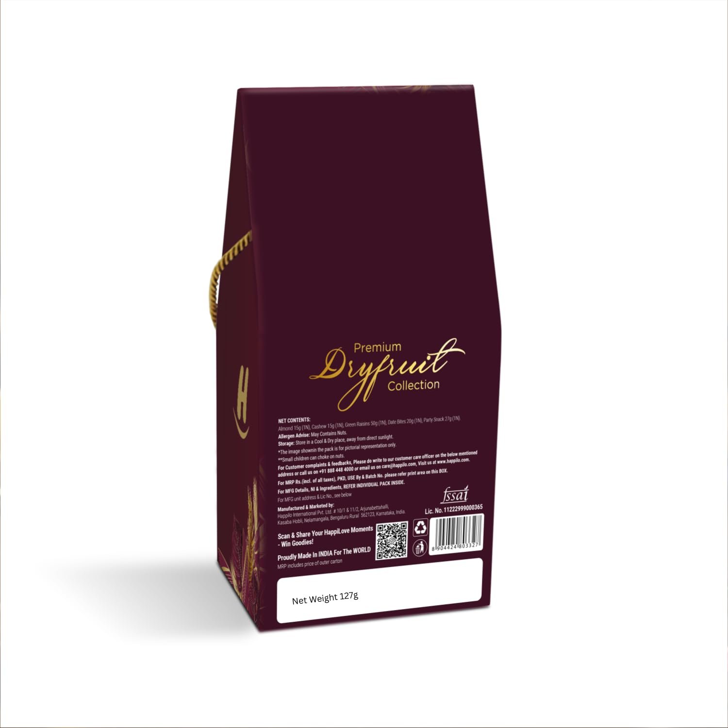 61khtbkfaul. sl1500 1760909070 5451 Happilo Premium Diwali Gift Pack with 8 Inclusions | Evil Eye Thread, Almond, Cashew, Raisin, Date Bite, Snack, Roli Chawal & Card, Dry Fruits DOVE Gift Box (Pack of 5)