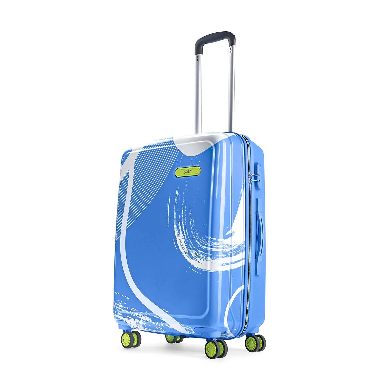 61kb09zAzL. SL1500 Skybags Splash Set (55+65+75 cm) | Printed Luggage Trolley Set with 8 Wheels and in-Built Combination Lock | Unisex (Blue)