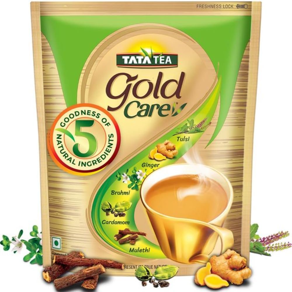Tata Tea Gold Care 1kg, Rich in Taste, Goodness of Elaichi, Ginger, Tulsi, Brahmi & Mulethi, Black Tea, Loose Leaves Tata Tea Gold Care 1kg, Rich in Taste, Goodness of Elaichi, Ginger, Tulsi, Brahmi & Mulethi, Black Tea, Loose Leaves