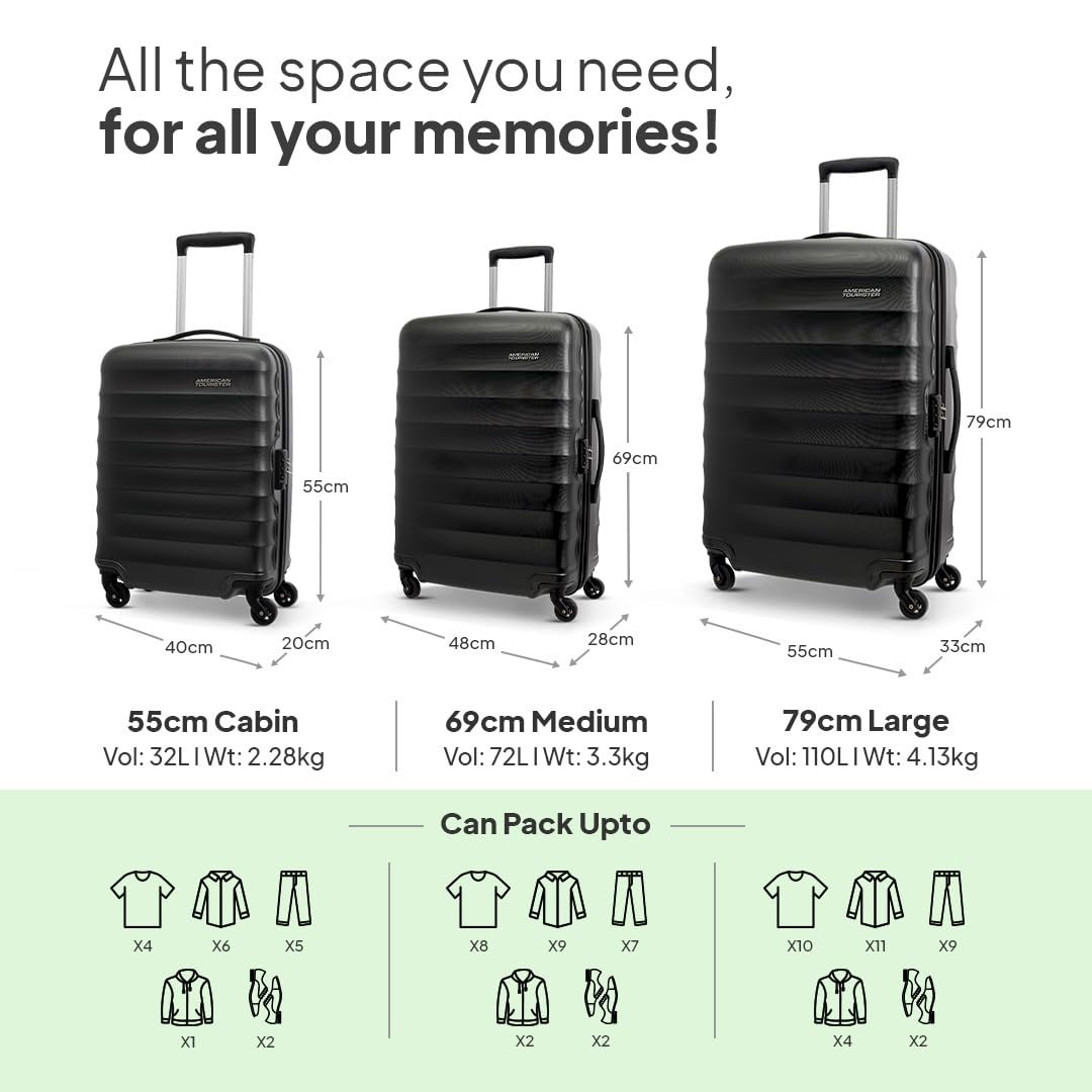 61sp9jk0o5l. sl1080 American Tourister 4 Wheels Trolley Bag for Travel | Barcelona 79 Cms Polycarbonate Spinner Hardsided Large Check-in Luggage Bag | Suitcase for Travel | Trolley Bag for Travelling, Gunmetal