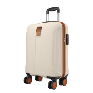 Safari Thorium Royale 8 Wheels 55cm Cabin Trolley Bag Hard Case Carry-on Polycarbonate Luggage, TSA Lock, Wet Pouch Organized Interior, Suitcase for Travel, Trolley Bags for Travel, Vanilla Tan