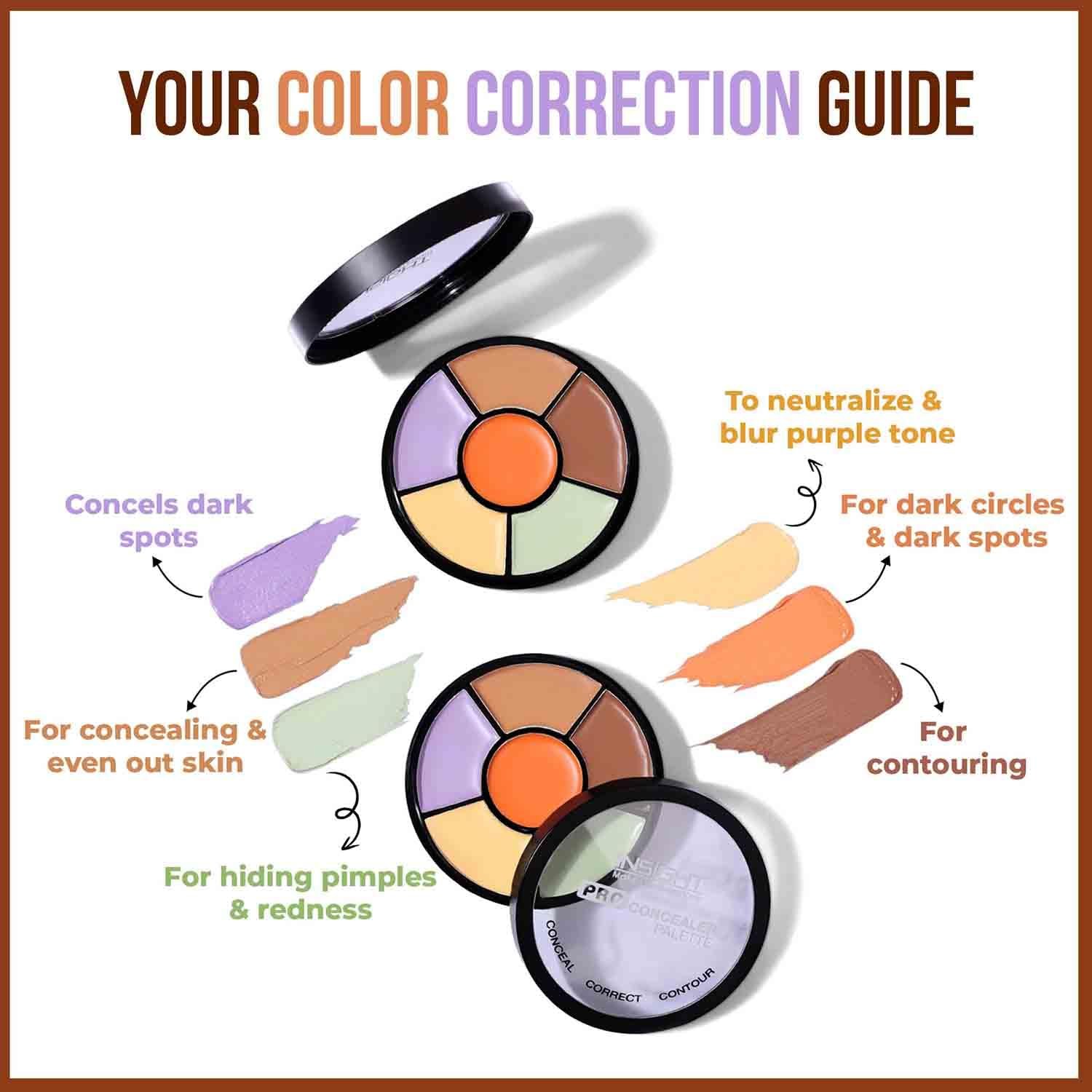 61v0rk5GrJL. SL1500 1760646432 4465 INSIGHT Pro Concealer Palette – Shade Concealer | Makeup Wheel for Face | Satin–Matte Finish | 3-in-1 Conceal, Contour & Correct | Waterproof | Full Coverage | 15gm