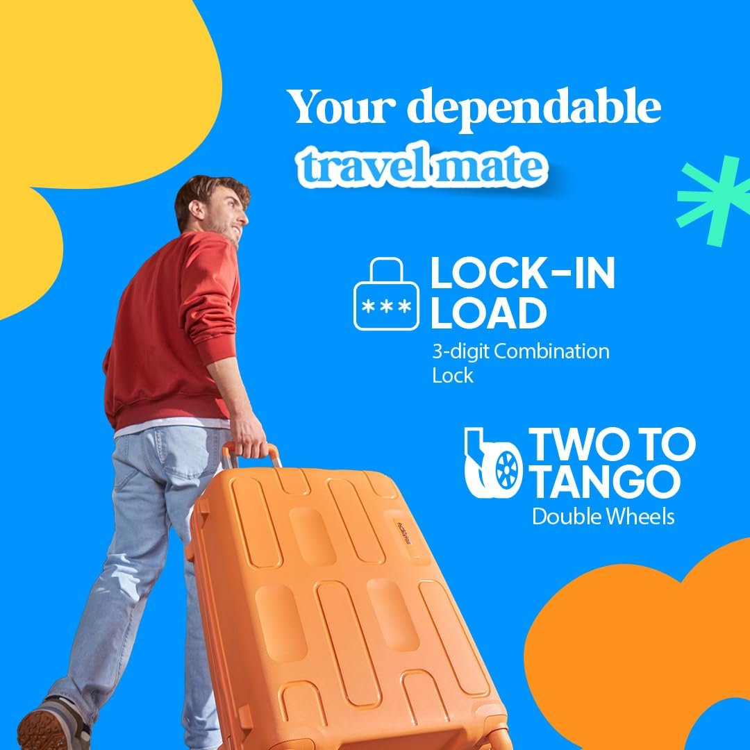 61y0uc1i34L. SL1080 American Tourister Medium Ivy 2.0-8 Wheel, 68 CM Hard PP Check-in Suitcase for Travel/Trolley Bag for Travel/Travel Bag with Combination Lock & Smooth Sliding Double Wheel – Tan Orange