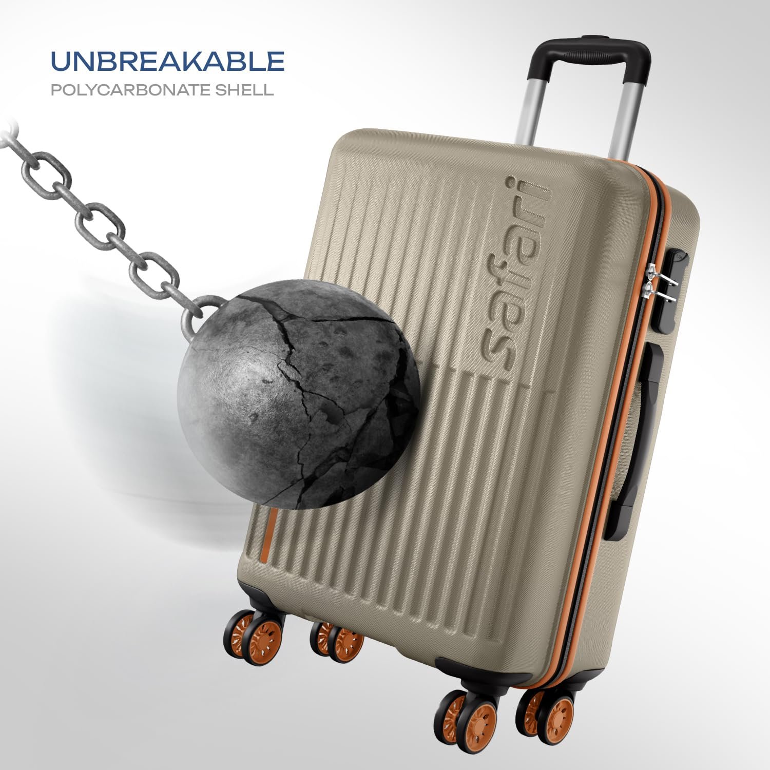 7116f5ufIqL. SL1500 Safari Astra Neo 8 Wheels 76cm Large size Check-in Trolley Bag, Hard Case Polycarbonate, 360 Degree Wheeling Luggage for Men & Women, Travel Bag, Suitcase for Travel, Trolley Bag for Travel, Champagne