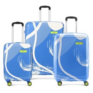 Skybags Splash Set (55+65+75 cm) | Printed Luggage Trolley Set with 8 Wheels and in-Built Combination Lock | Unisex (Blue)