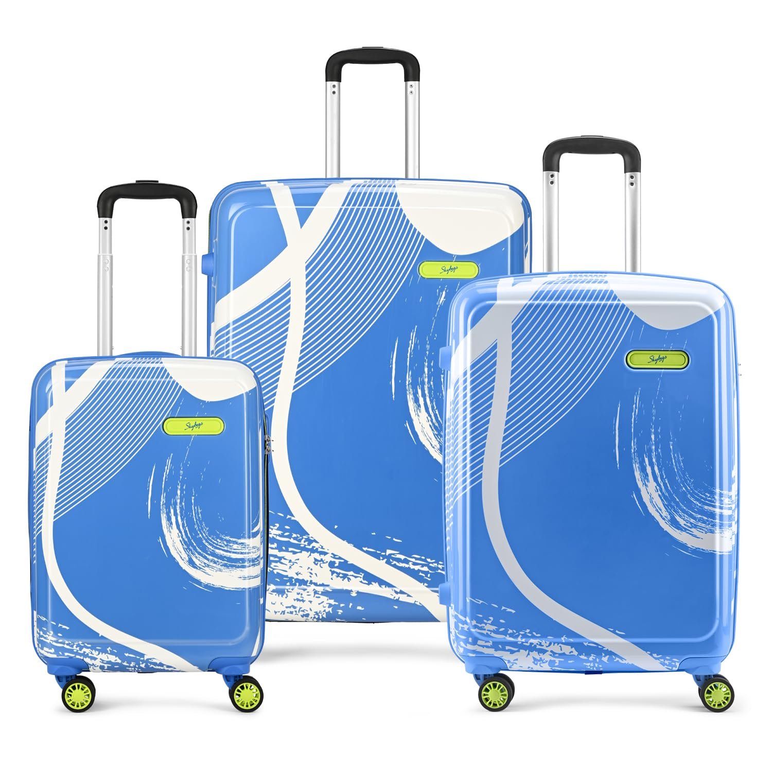 Skybags Splash Set (55+65+75 cm) | Printed Luggage Trolley Set with 8 Wheels and in-Built Combination Lock | Unisex (Blue) Skybags Splash Set (55+65+75 cm) | Printed Luggage Trolley Set with 8 Wheels and in-Built Combination Lock | Unisex (Blue)
