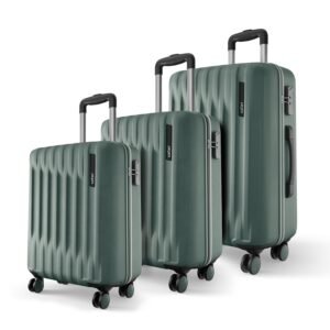 Safari Ray Neo 8 Wheels Set of 3 Trolley Bags, Hard Case Polycarbonate 360 Degree Wheeling Carry on & Check-in Luggage for Men & Women, Suitcase for Travel, Trolley Bags for Travel, Sage Green