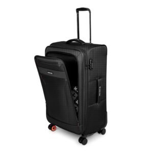 Nasher Miles Berlin Expander Soft-Sided Polyester Check-in Luggage 28 inch | 75cm | 8 Wheels Large Trolley Bag for Travel | Suitcase (Black)