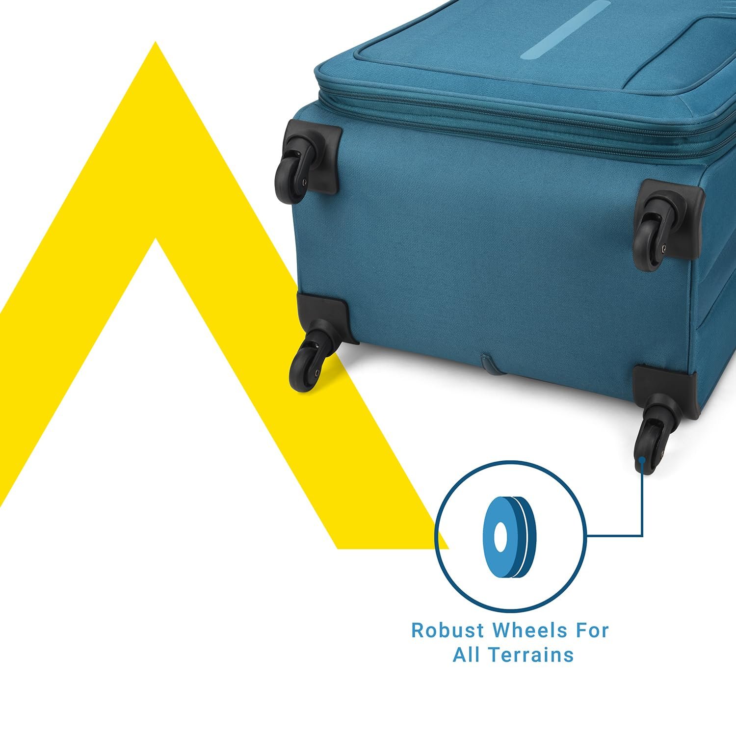 71F8l4c4Q4L. SL1500 Aristocrat Medium Skyway Size Soft Check in Spinner Luggage (69 Cm)|Spacious Polyester Trolley with 4 Wheels and Combination Lock|Dazzling Teal Blue|Unisex| 5 Year Warranty