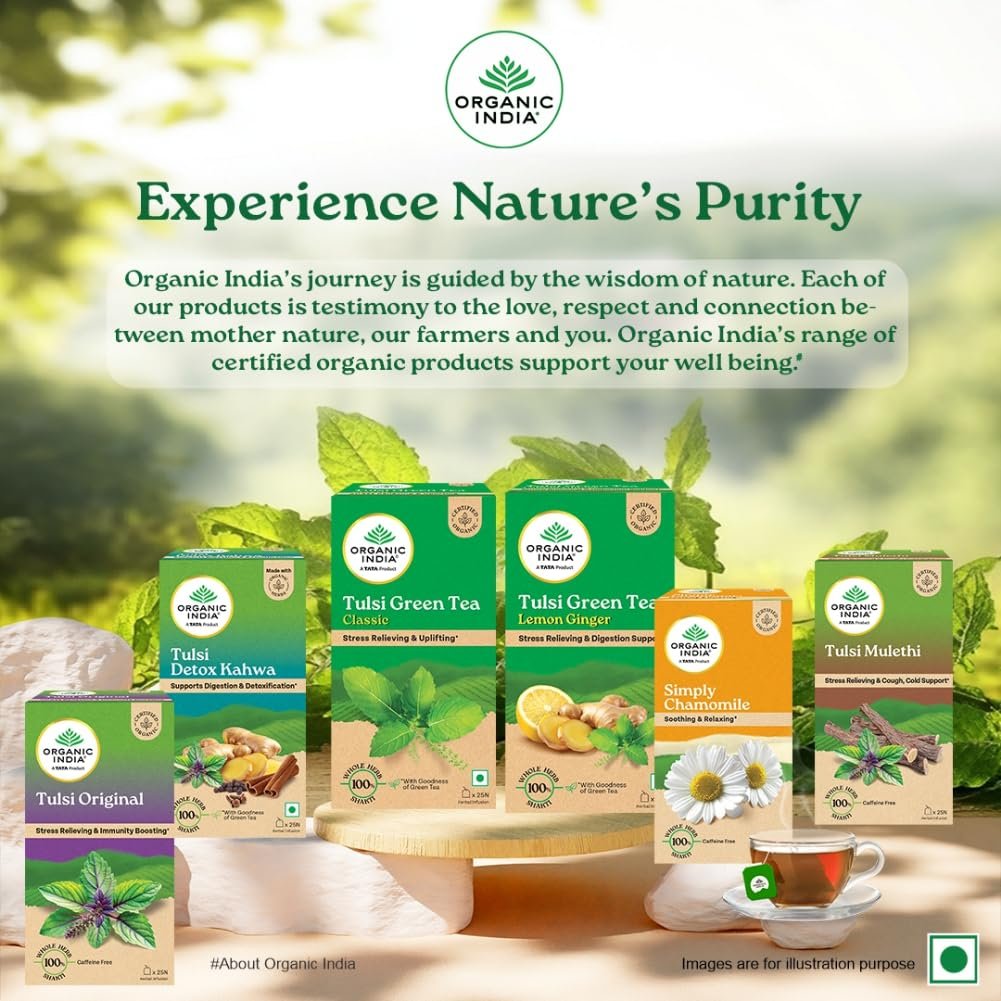 71FDVPwVOrL. SL1001 A TATA Product – Organic India Tulsi Green Tea Classic Loose Leaves – 100g, Stress Relieving, Uplifts Mood, Rich in Antioxidants, Blend of Rama, Krishna & Vana Tulsi, Certified Organic