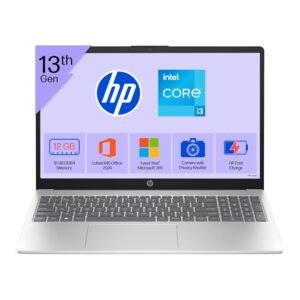 HP 15, 13th Gen Intel Core i3-1315U (12GB DDR4, 512GB SSD) FHD, Anti-Glare, Micro-Edge, 15.6''/39.6cm, Win11, M365 Basic(1yr)* Office24, Silver, 1.59kg, fd0573TU, FHD Camera w/Shutter Laptop