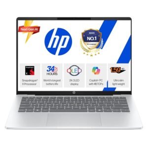 HP Omnibook 5 OLED, Snapdragon X X1 (16GB LPDDR5x,1TB SSD) 2K OLED, 0.2 ms, Micro-Edge, 16''/40.6cm, Win11, M365*Office24, Glacier Silver, 1.59kg, fb0001QU, FHD Camera, Backlit, Next-Gen AI Laptop